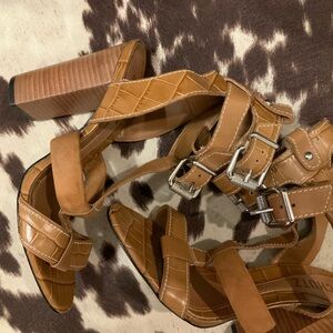 SCHUTZ Tan Strappy Heeled Sandals